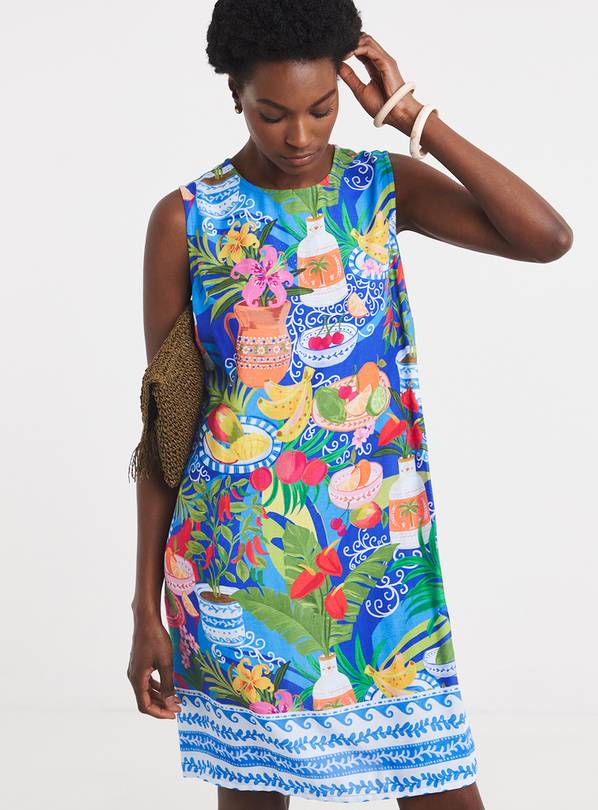 JD WILLIAMS Linen Sleeveless Shift Dress 18